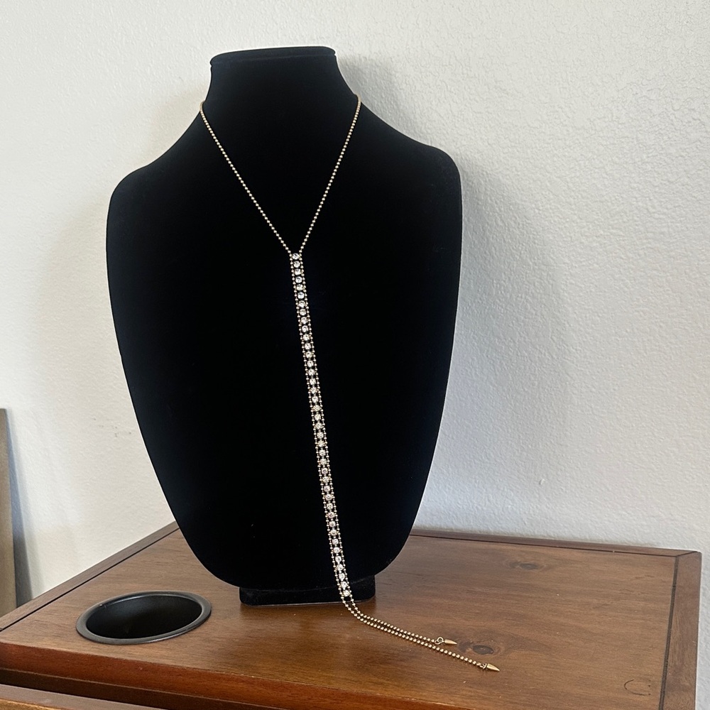 Loren Hope Gold-Tone Clear Crystal Y-Necklace